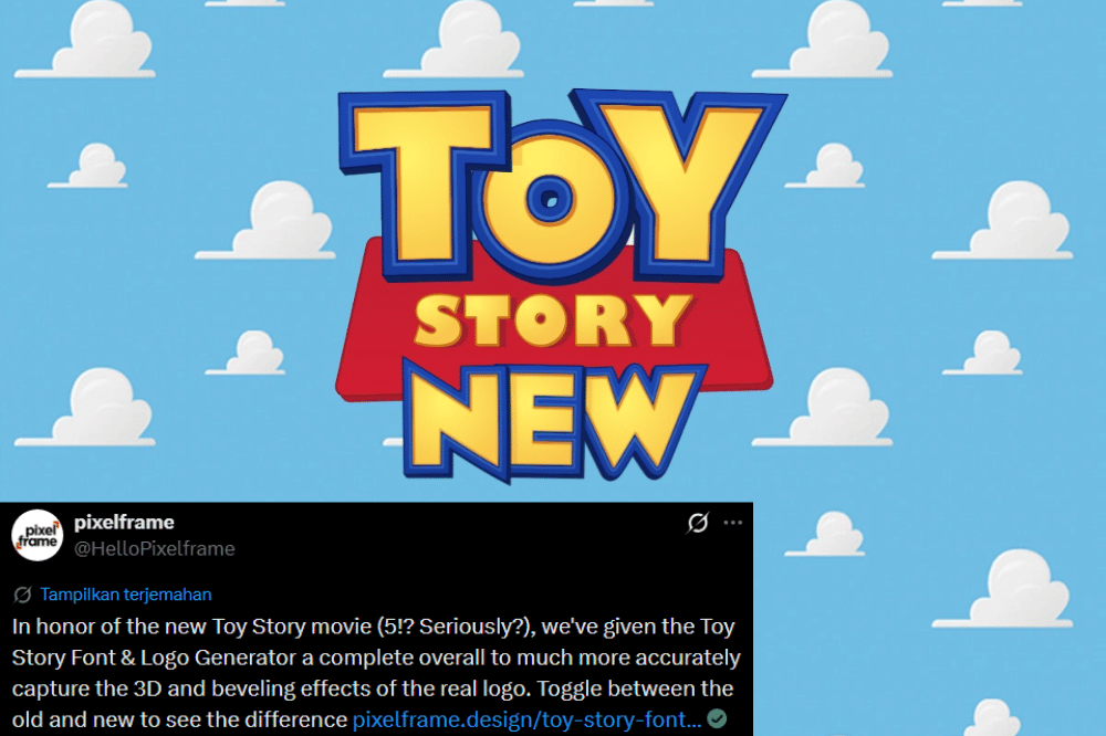 Cara bikin tulisan ala poster Toy Story 5 (x.com/HelloPixelframe)