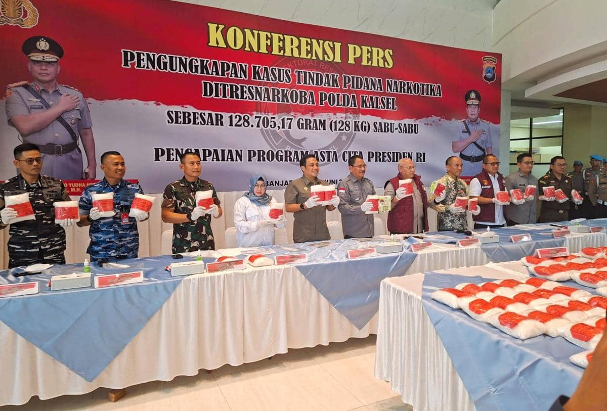 Polda Kalsel Gagalkan Peredaran 128,7 Kg Sabu Jaringan Fredy Pratama