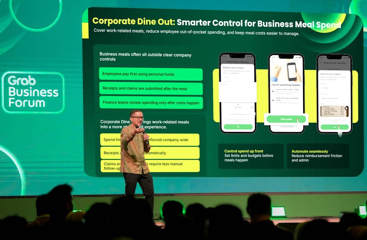 Roy Nugroho, Director of Commercial Grab Indonesia, memperkenalkan Corporate Dine Out dalam Grab Business Forum 2026 (Dok. Grab)