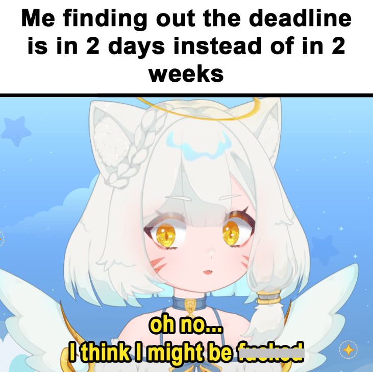 meme anime tentang deadline