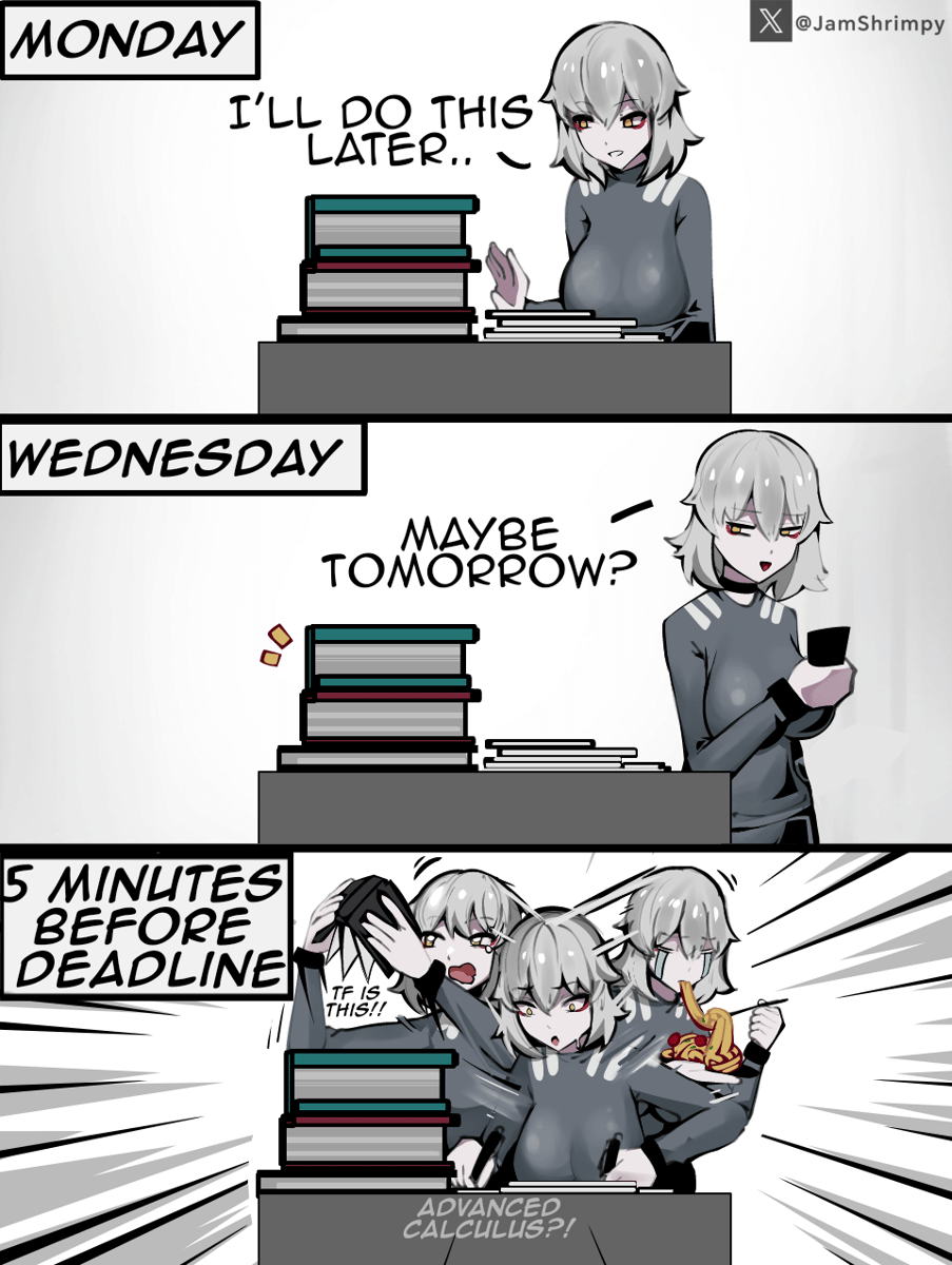 meme anime tentang deadline