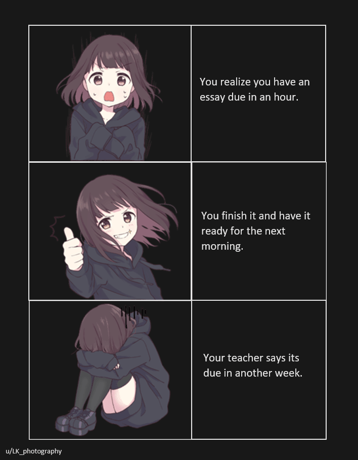 meme anime tentang deadline