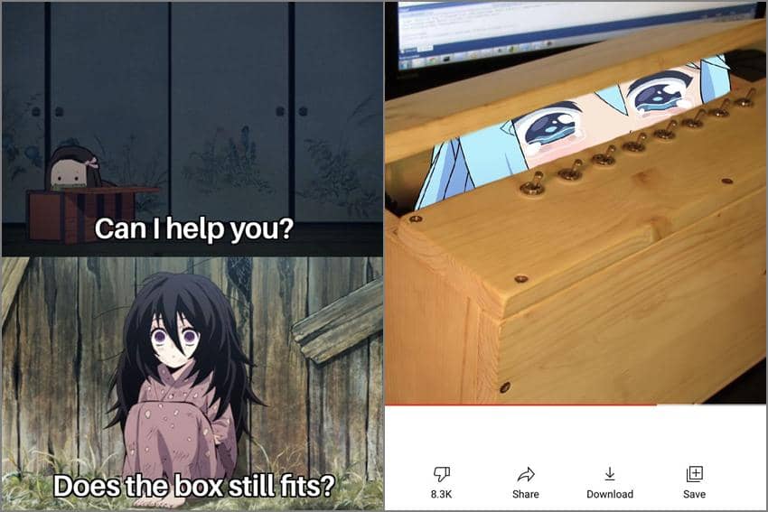 8 Meme Anime tentang Kotak, Nezuko Ada di Mana-Mana