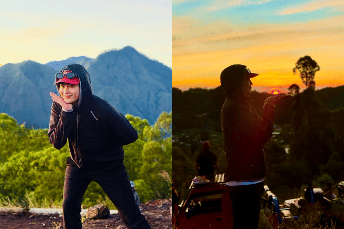 9 Potret Lee Jong Suk Nikmati Sunrise di Gunung Batur Bali