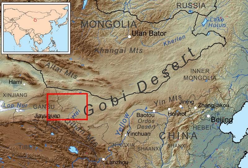letak Gurun Badain Jaran yang berada di wilayah terpencil China.