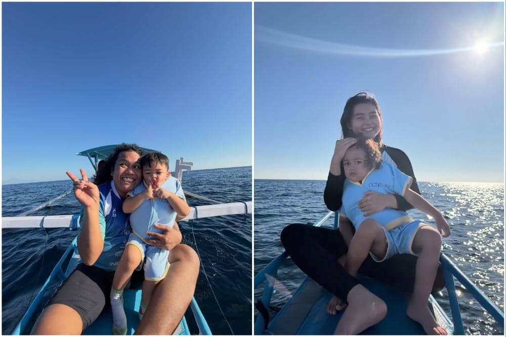 7 Potret Keluarga Marshel Widianto Naik Perahu di Pantai Lovina, Bali!
