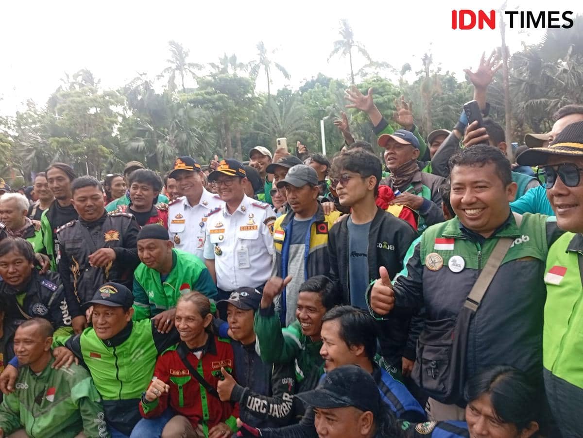 Usai Kasus Viral, Dishub dan Ojol Apel Damai Bersama di Balai Kota DKI