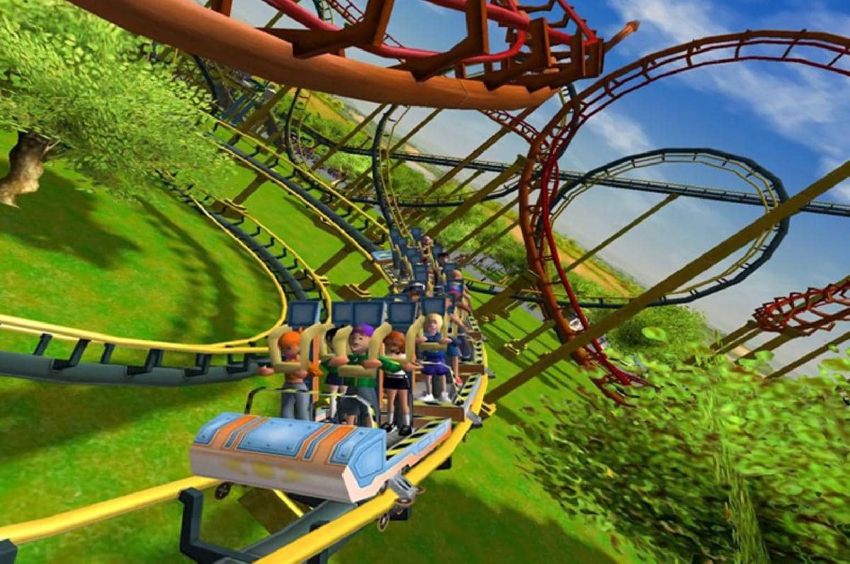 cuplikan gameplay RollerCoaster Tycoon 3