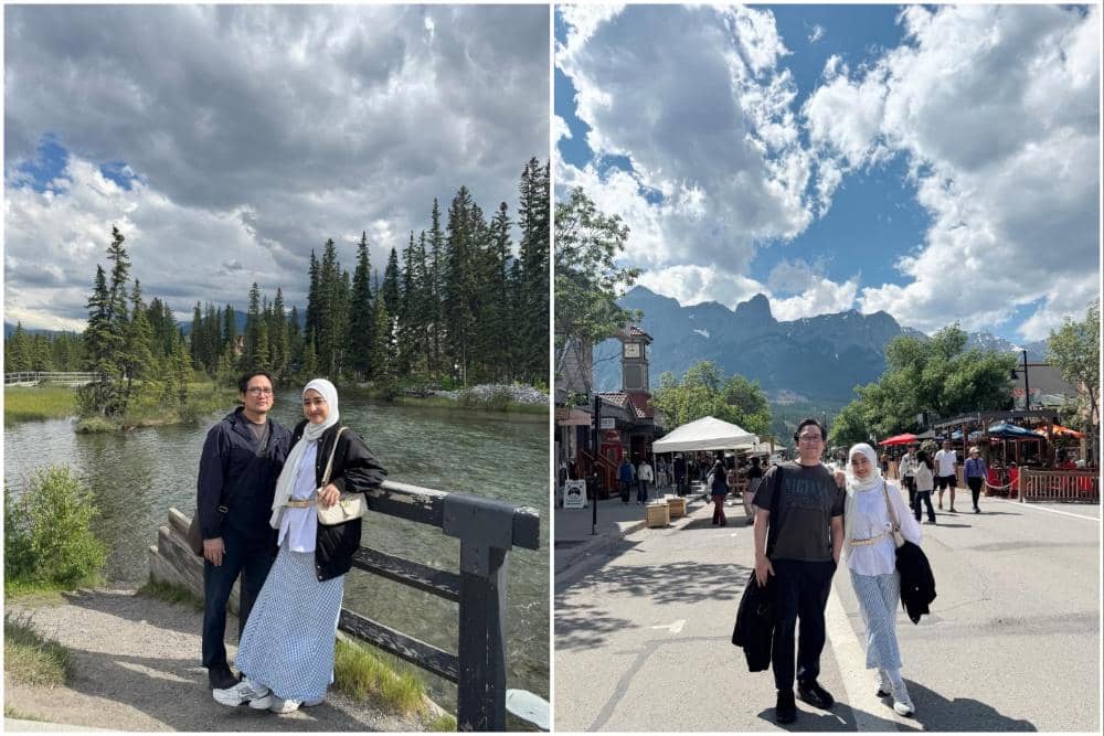 9 Potret Tengku Firmansyah dan Keluarga Liburan di Kota Canmore