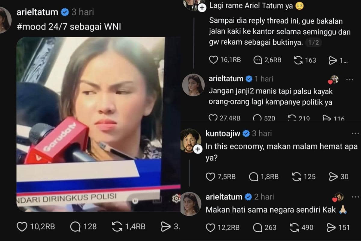 8 Unggahan Ariel Tatum soal MBG hingga Politik yang Viral di Threads