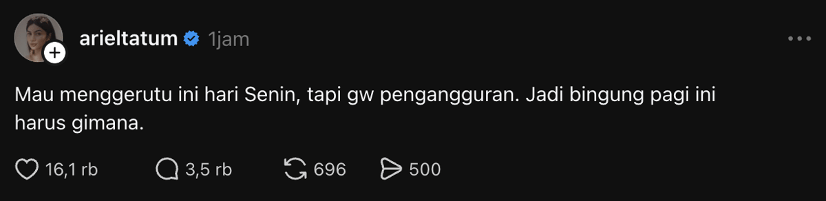 unggahan Ariel Tatum di Threads