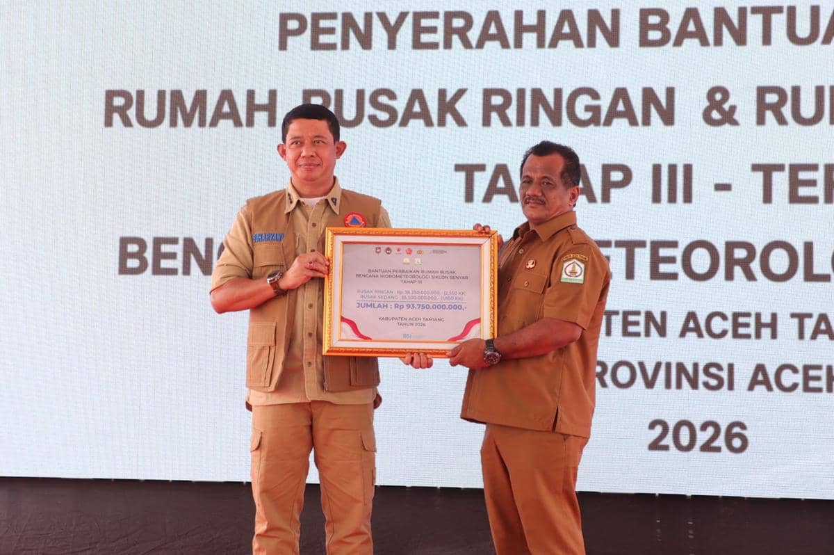 BNPB Salurkan Dana Rp93,75 M untuk Bantu 4.400 Keluarga Aceh Tamiang