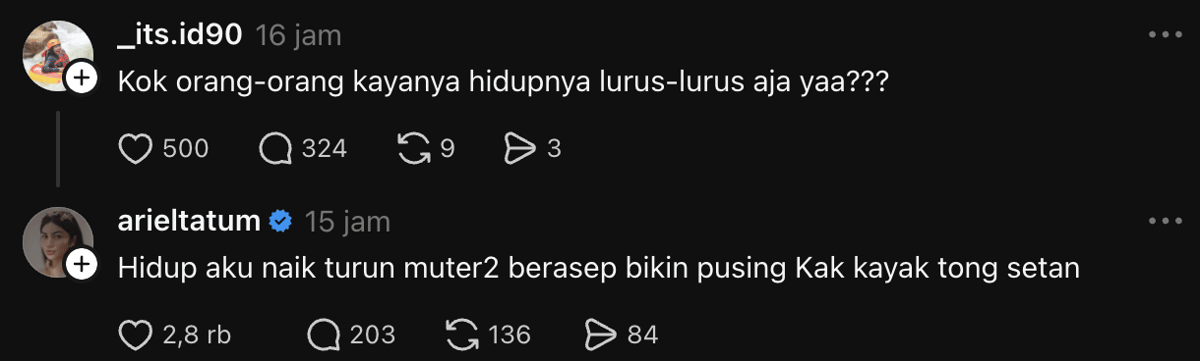 unggahan Ariel Tatum di Threads