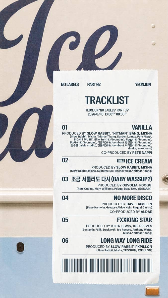 tracklist mini album NO LABELS: PART 02 dari Yeonjun TXT