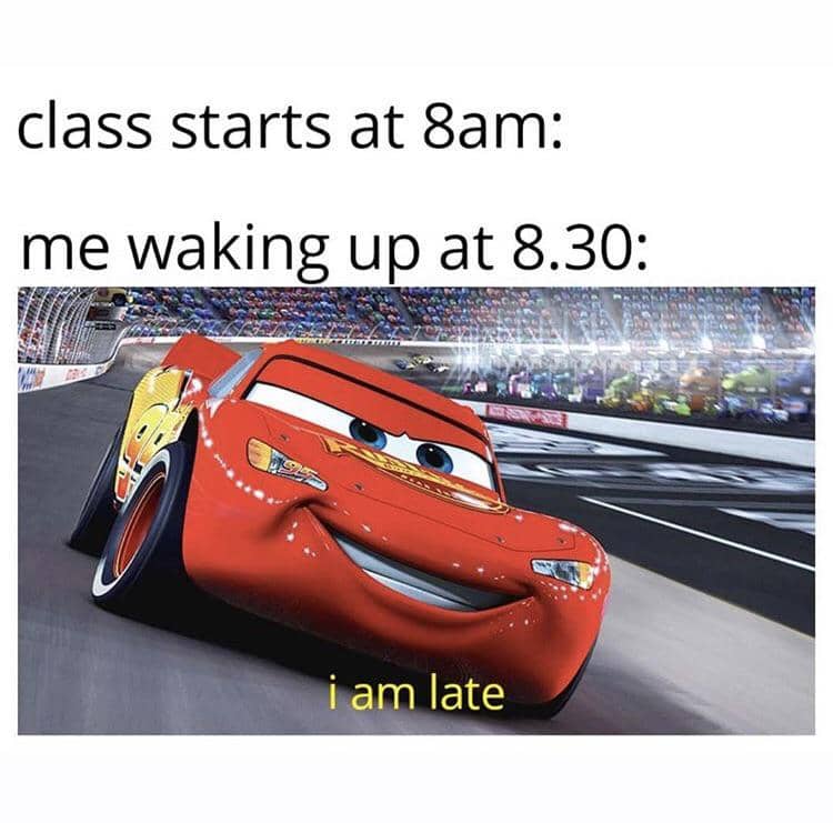 meme kartun tentang terlambat ke sekolah
