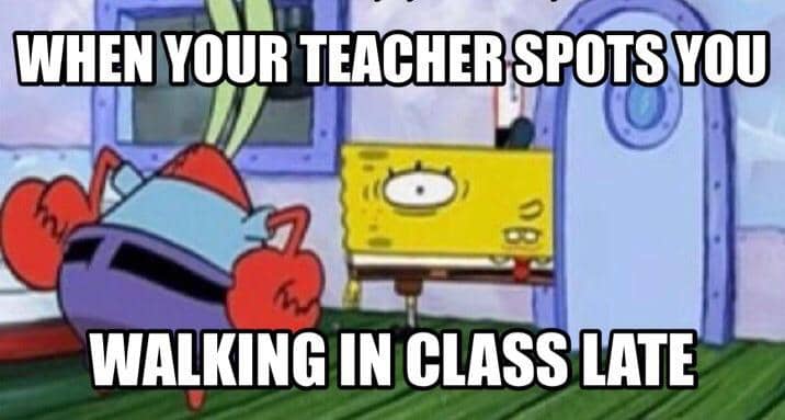 meme kartun tentang terlambat ke sekolah