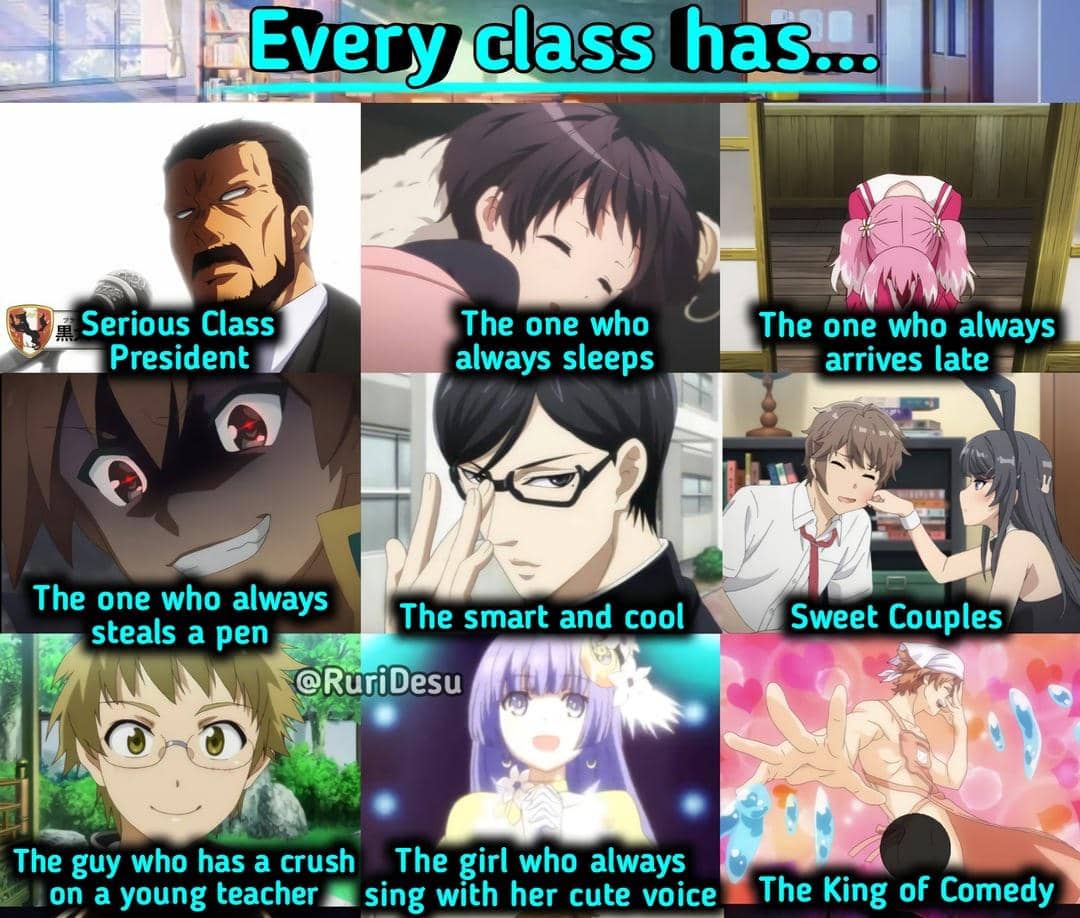 meme anime tentang terlambat masuk kelas