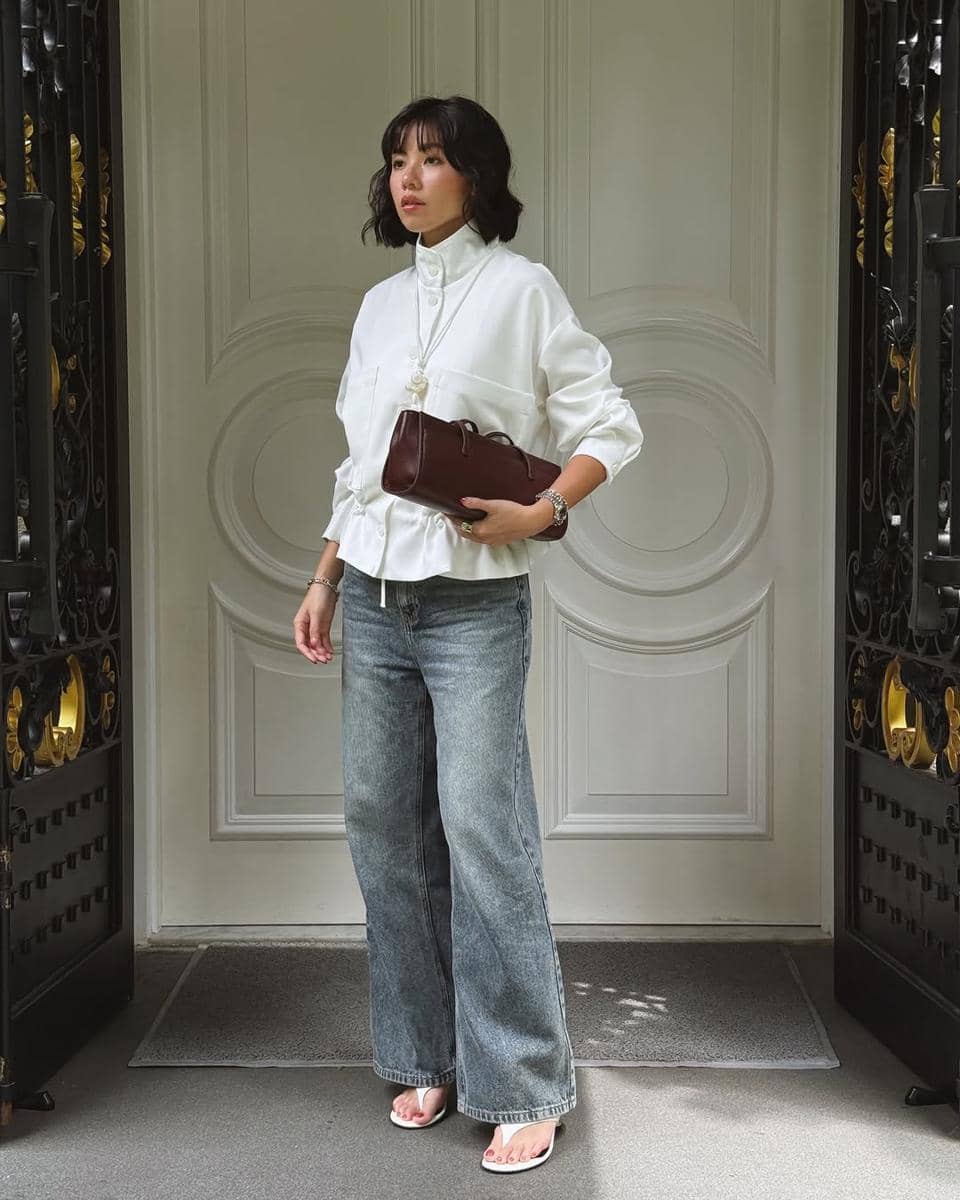 inspirasi outfit casual chic ala Olivia Lazuardy