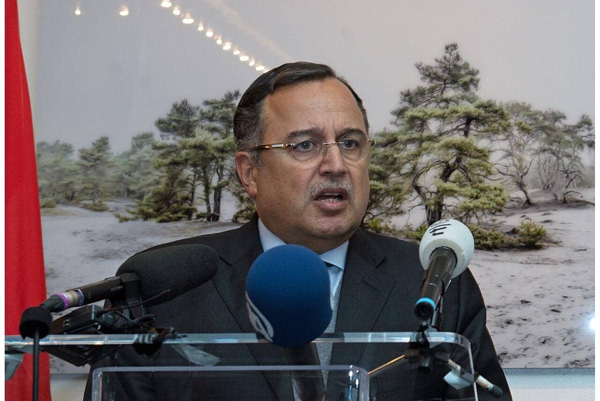 Nabil Fahmy sedang berpidato.