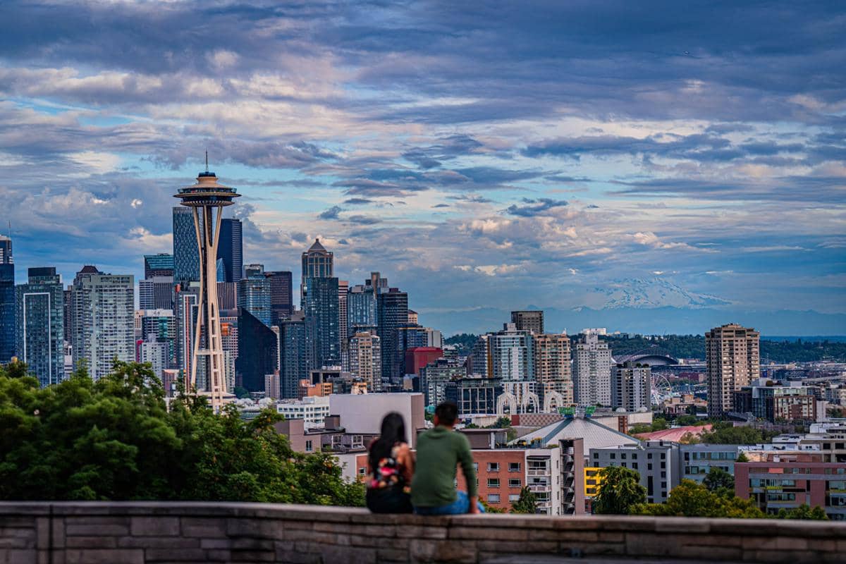 ilustrasi pemandangan di Kerry Park, Seattle 
