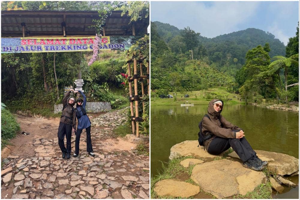 10 Potret Dwi Handayani Trekking ke Cisadon, Sentul, Jawa Barat!