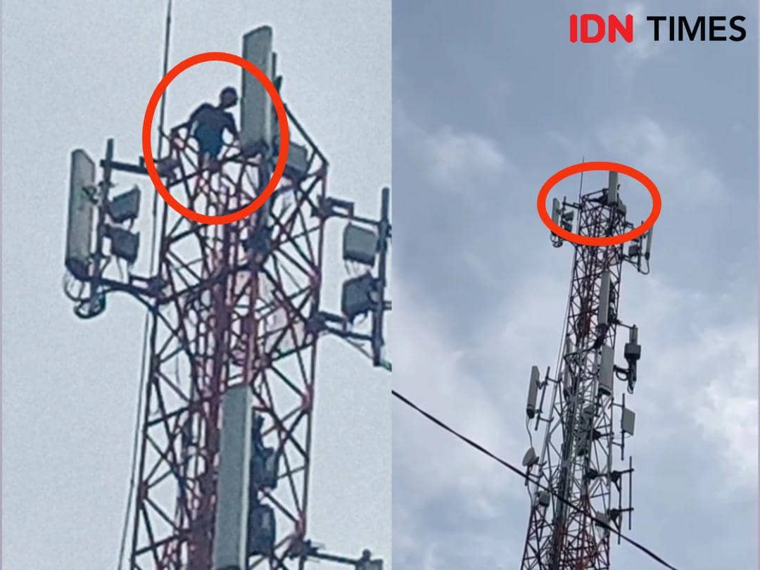 Diancam Cerai Istri, Suami Nekat Panjat Tower di Bandar Lampung