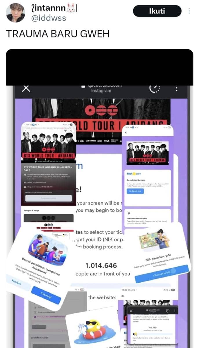 Meme nyesek kalah war tiket konser BTS di Jakarta