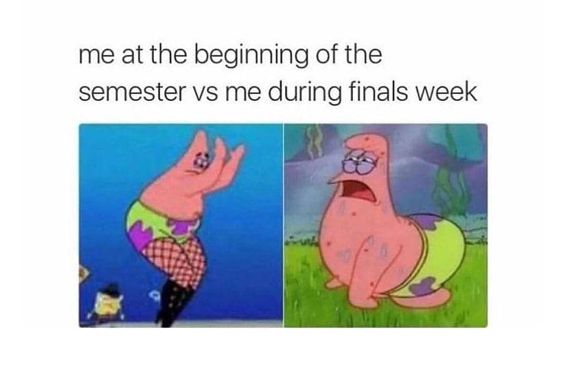 8 Meme SpongeBob tentang Semester, Ngulang Kelas Ketemu Maba