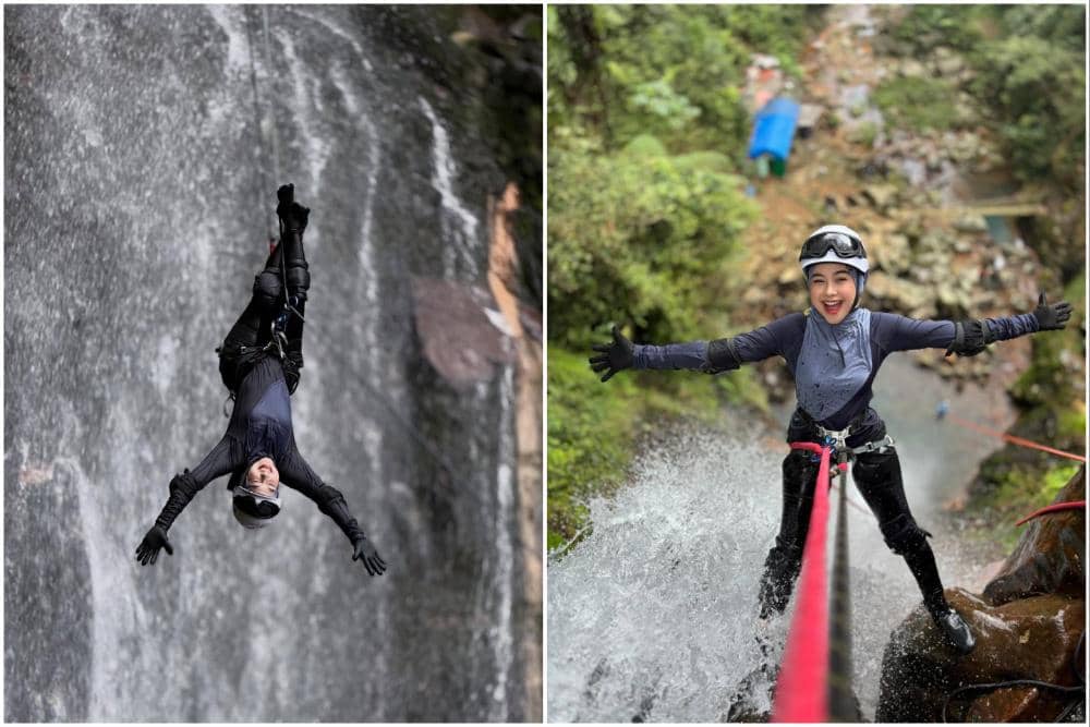 9 Potret Ria Ricis Jajal Olahraga Ekstrem Canyoning, Pemberani!