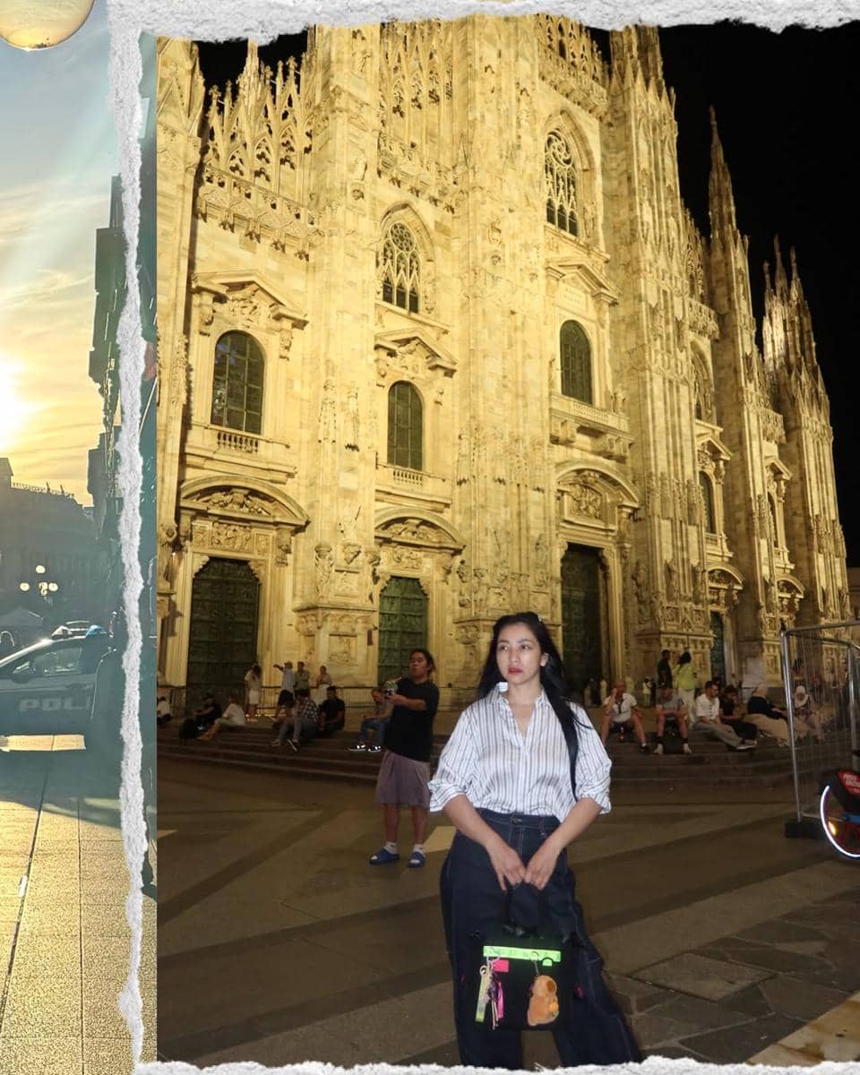 Hesti Purwadinata saat liburan di Milan