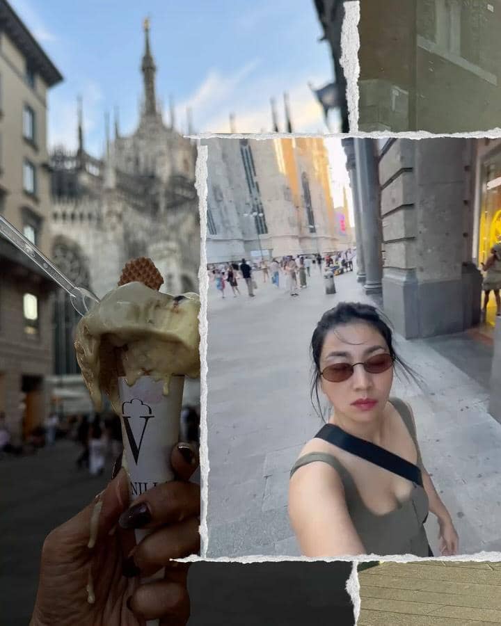 Hesti Purwadinata saat liburan di Milan