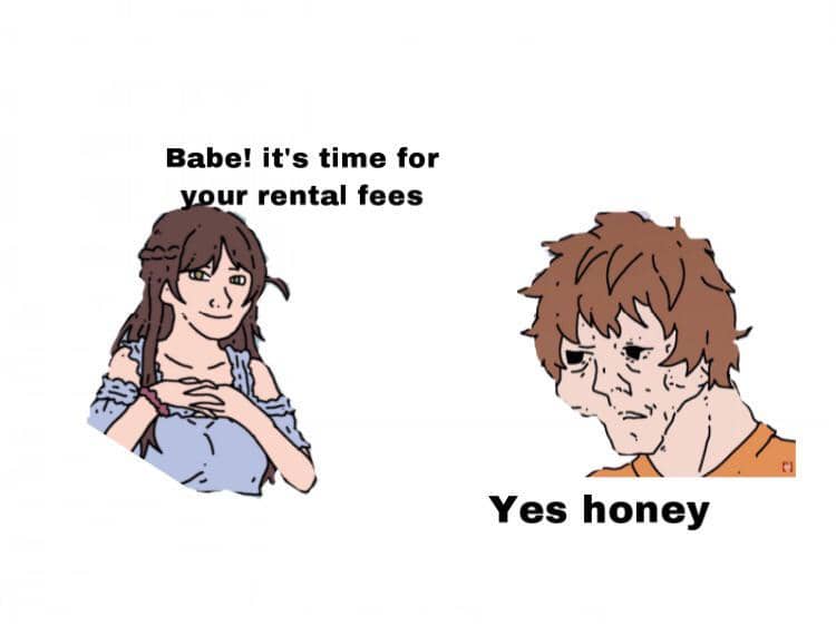 meme anime tentang sewa