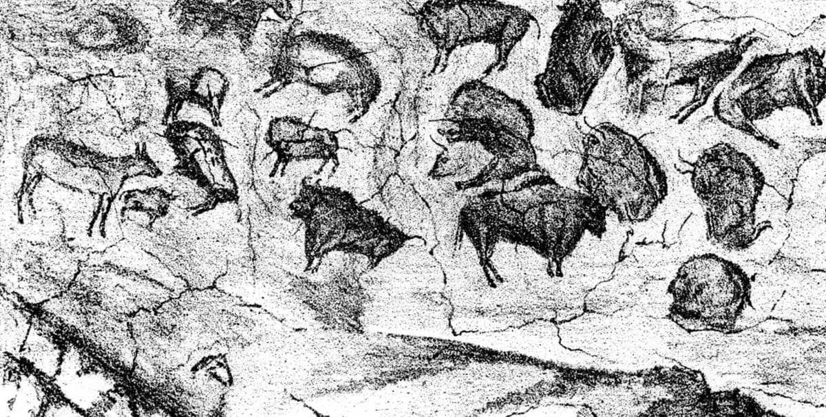 Ilustrasi lukisan langit-langit Polikrom dari Gua Altamira di Cantabria, Spanyol, yang diterbitkan oleh Marcelino Sanz de Sautuola.