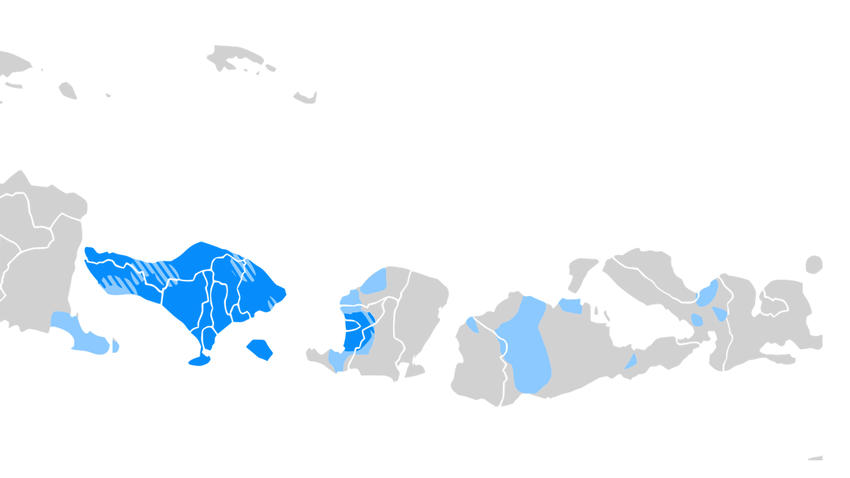 Peta persebaran bahasa Bali.