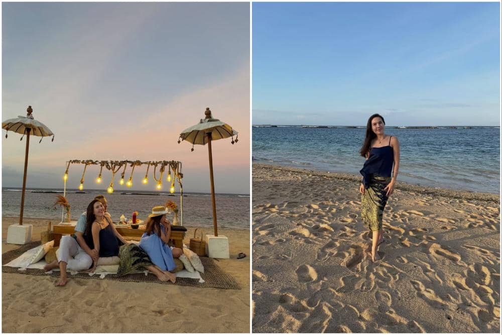 7 Potret Keluarga Olivia Jensen Liburan di Pantai Nusa Dua Bali