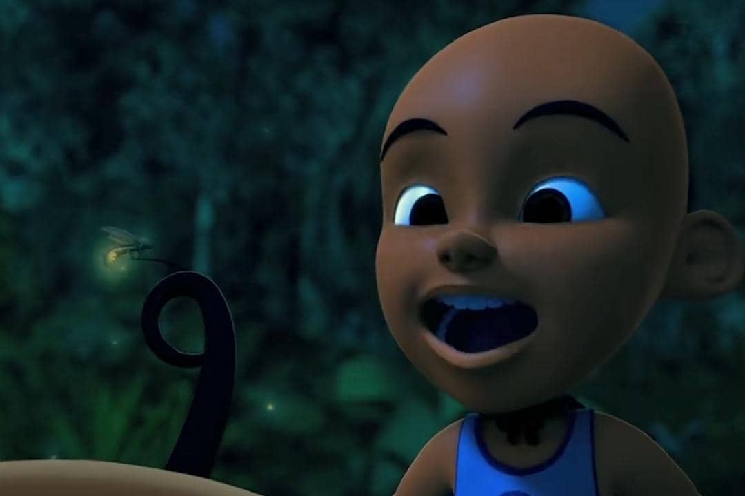 kelip-kelip atau kunang-kunang yang hinggap di helaian rambut Upin
