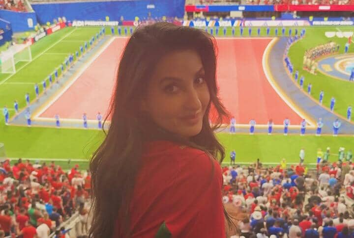 9 Momen Nora Fatehi Nonton Piala Dunia Maroko Vs Haiti, Seru Pol!