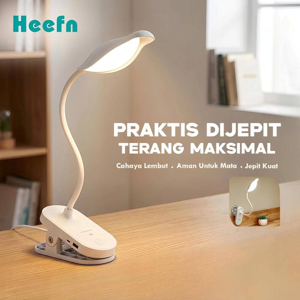Heefn Lampu Meja Belajar Klip LED