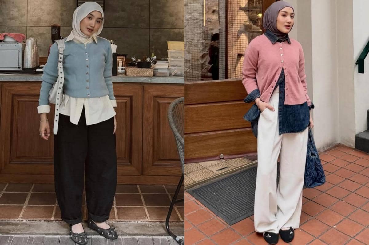 7 Ide Styling Kemeja dan Cardigan ala Thafanya Sabila, Kekinian!