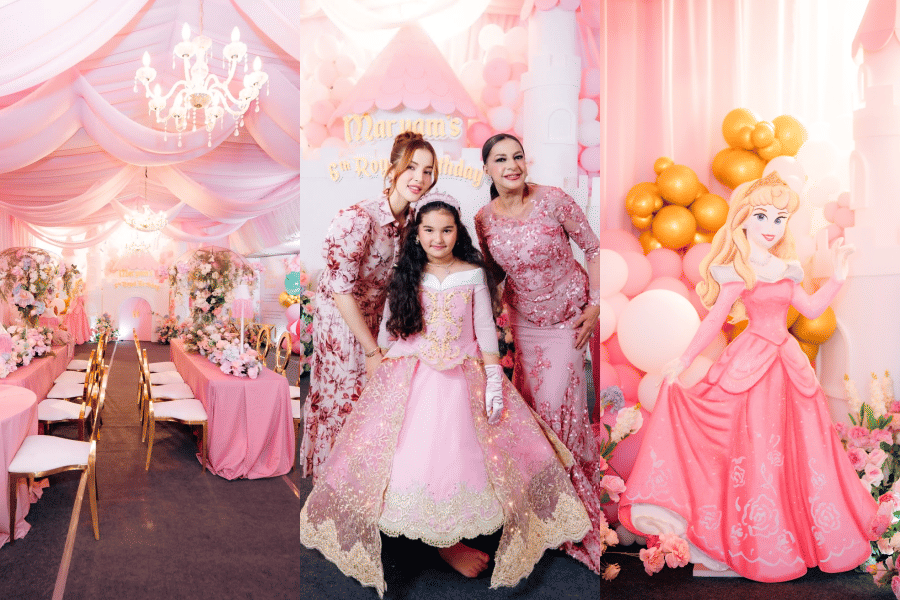 Detail Dekorasi Ultah Maryam Anak Tasya Farasya, Tema Aurora Full Pink