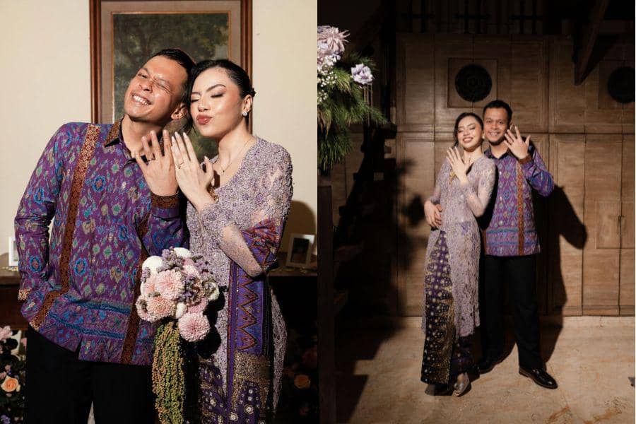 Gaya dan Dekorasi Lamaran Rio Alief NOAH-Aqila, Nuansa Ungu Manis!