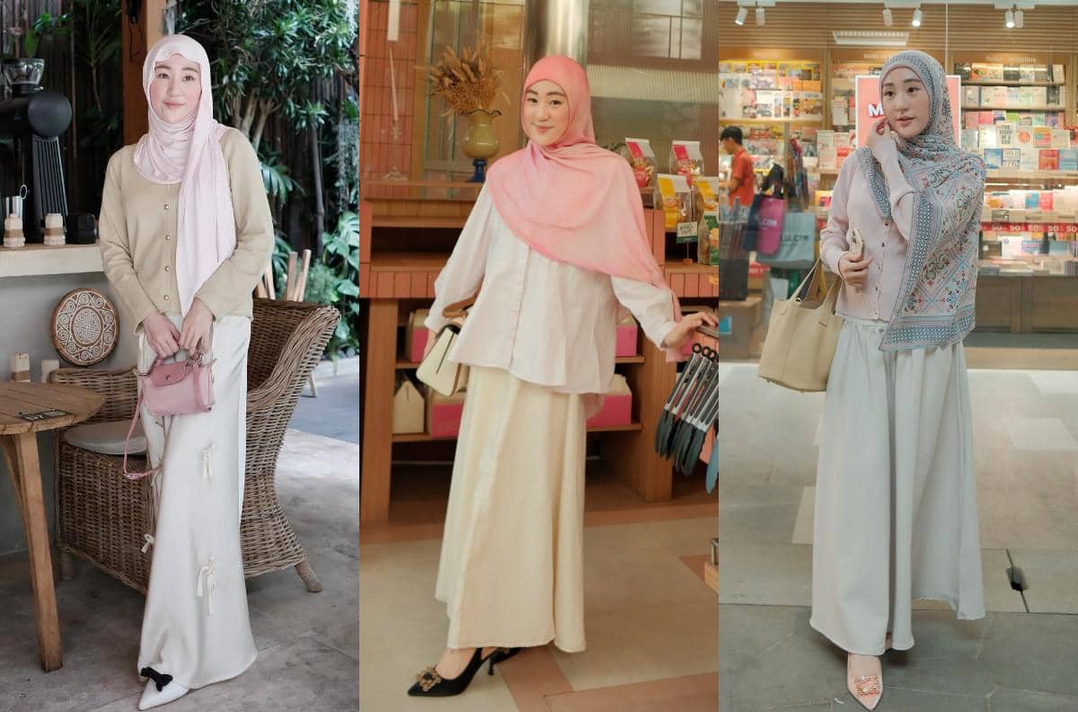 9 Inspirasi OOTD Hijab Two-Piece ala Larissa Chou, Cute and Youthful!