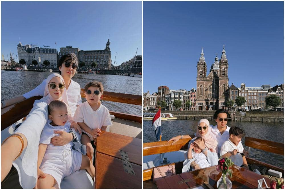 10 Potret Keluarga Nikita Willy Menikmati Wisata Perahu di Belanda