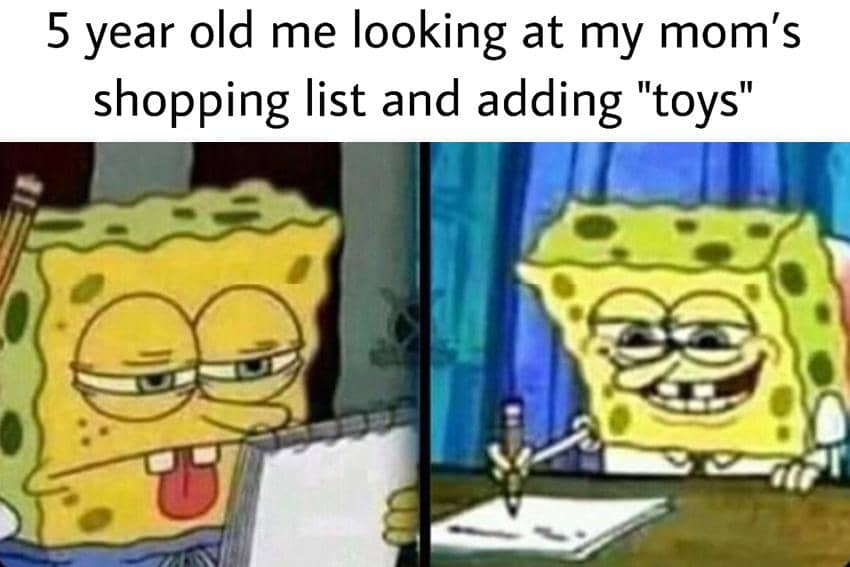 8 Meme SpongeBob tentang Belanja, Nyelipin Mainan ke Keranjang