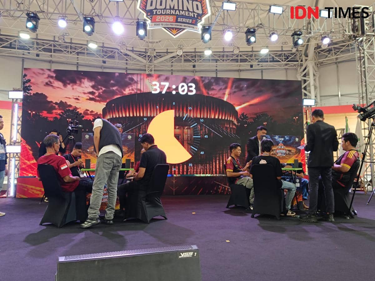 Partai final Jakarta Domino Tournament 2026, Minggu (28/6/2026). (IDN Times/Tino).