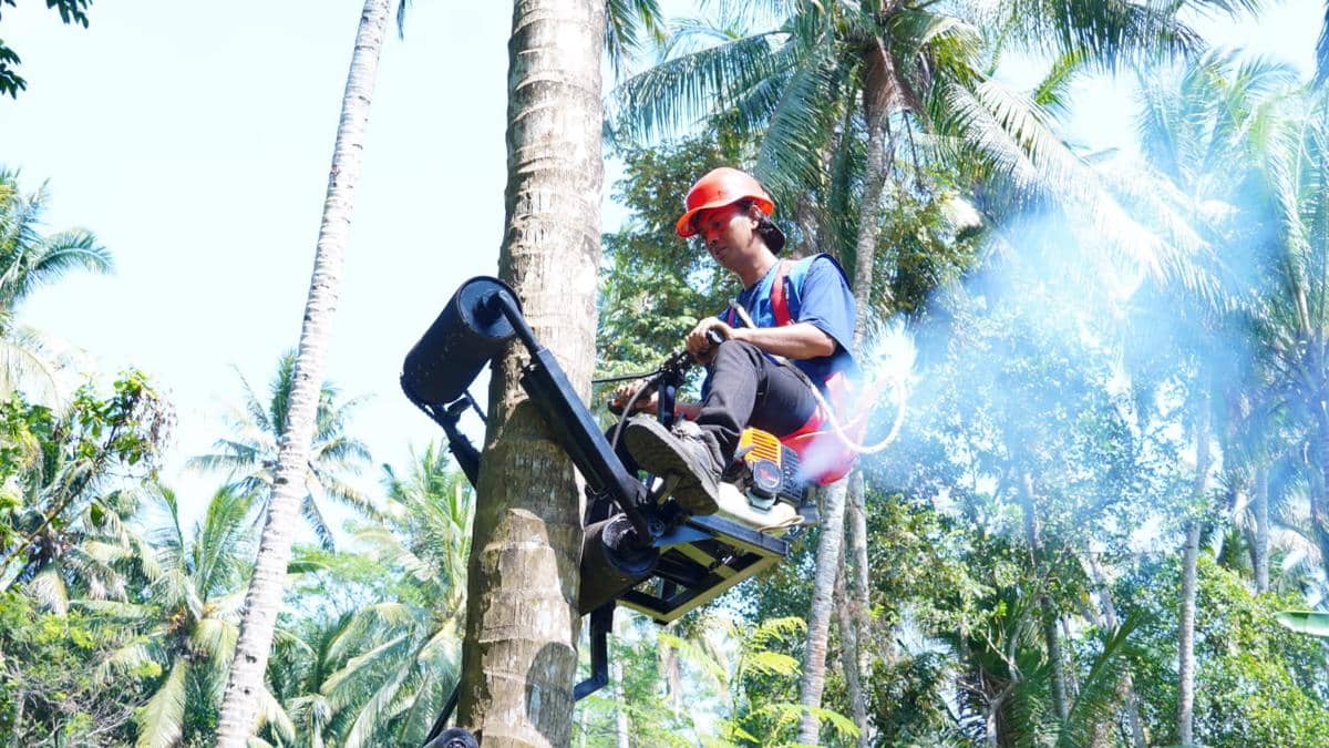 ITS Kembangkan Moto Climber, Alat Panjat untuk Panen Kelapa
