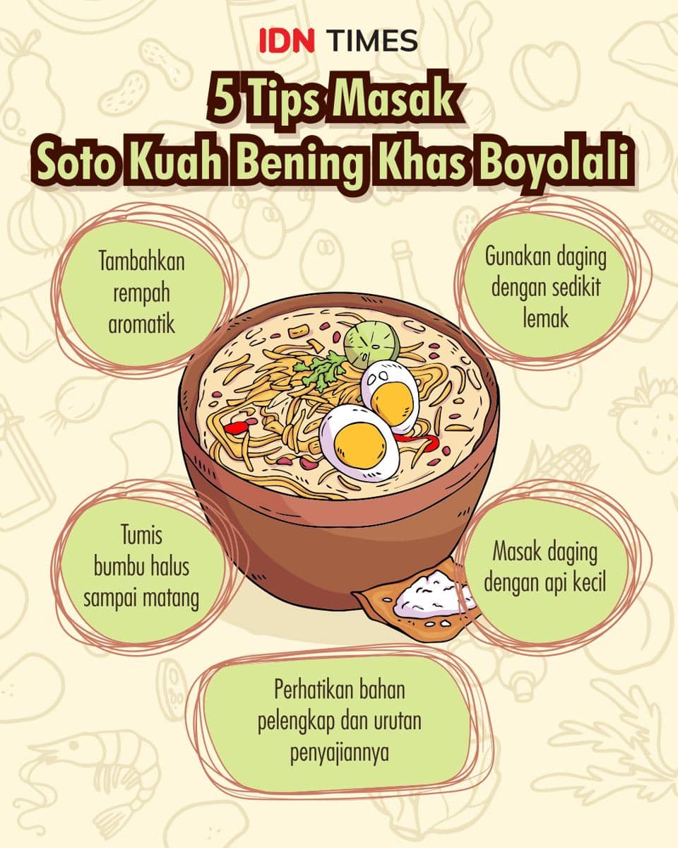 Infografik tips masak soto kuah bening khas Boyolali  