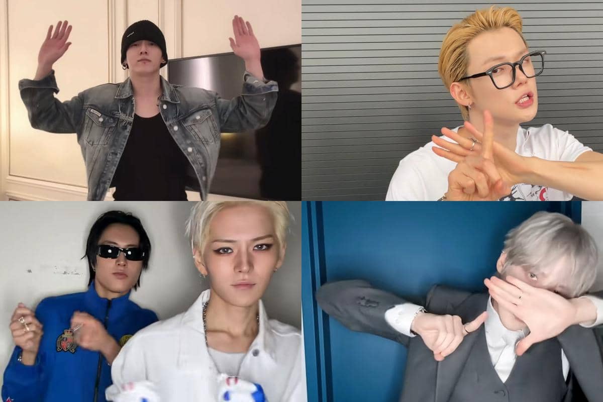 Beberapa idol KPop melakukan dance challenge GG EZ di TikTok, masing-masing menunjukkan gaya dan ekspresi unik mereka.