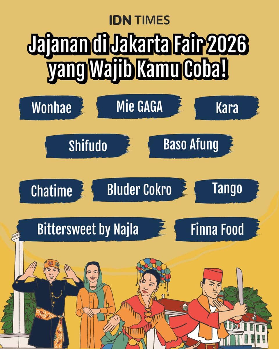 Infografik jajanan di Jakarta Fair 2026 yang wajib kamu coba