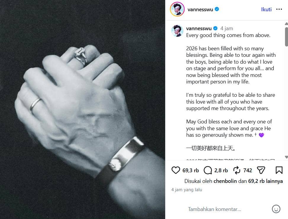 Vanness Wu umumkan menikah lagi